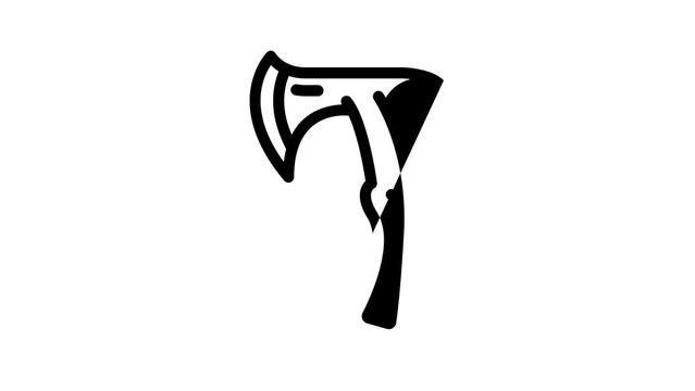 throwing axe tool line icon animation