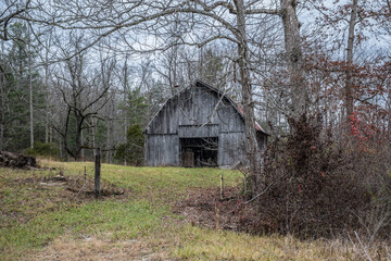A barn in the woods