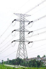 Modern electrical substation outdoors on sunny day