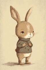 Cute Little Bunny Illustration. Generative AI