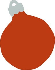 Christmas tree toy, decoration on new years fir, cartoon illustration of glass decor, png isolated