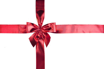 Red gift bow and ribbon on a transparent background