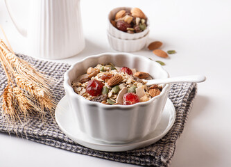 muesli with fruits and milk