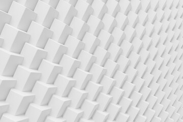 Abstract white hexagonal wall background. Ceramic hex interior digital design. 3d render illustration. Geometry pattern. Polygonal glossy porcelain surface concept. 3d illustration
