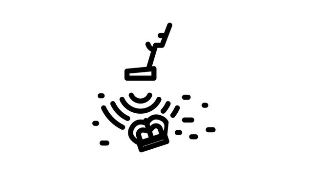 metal detector search line icon animation