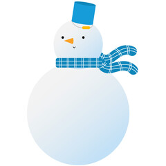 a snowman with a blue hat and a scarf
