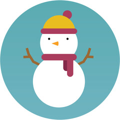 a snowman with a fur hat and a scarf

