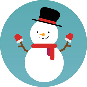 a gentleman snowman with a fedora and muffler gloves
