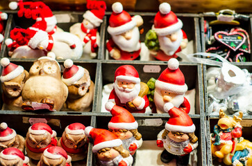 Christmas toys for sale at the christmas fair.