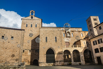 Side facade of the Cathedral Basilica of Santa Maria Annunziata, in Piazza Innocenzo III. Stone...