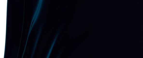Blue wavy shapes on a black background. 3d trendy modern background.