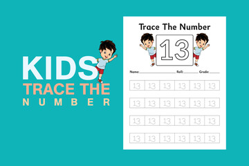 Number tracing worksheets and tracing activity book for kids or preschool or homeschool KDP Interior Planner 2023