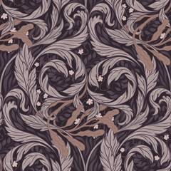 Floral vintage seamless pattern for retro wallpapers. Enchanted Vintage Flowers. Arts and Crafts movement inspired. Design for wrapping paper, wallpaper, fabrics and fashion clothes.