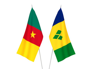 Saint Vincent and the Grenadines and Cameroon flags - obrazy, fototapety, plakaty