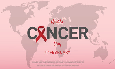 world cancer day background with red ribbons