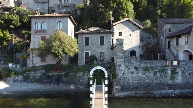 Aerial view of Corenno Plinio a village on Lake Como