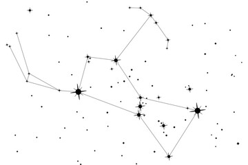 Simple astronomical illustration of the constellation Orion (the Hunter). Transparent PNG design element for websites, print and other graphics. - obrazy, fototapety, plakaty