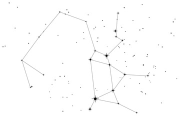Simple astronomical illustration of the constellation Sagittarius (the archer). Transparent PNG design element for websites, print and other graphics.
