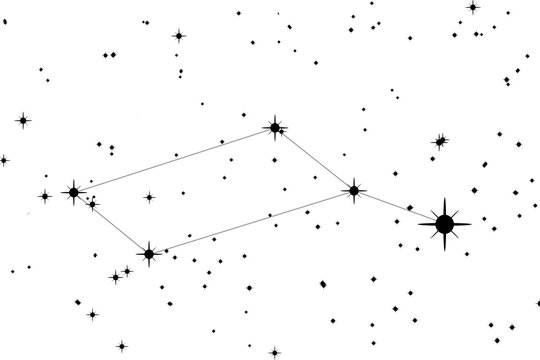 Simple astronomical illustration of the constellation Lyra (the lyre). Transparent PNG design element for websites, print and other graphics.