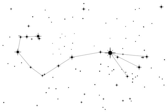 Simple astronomical illustration of the constellation Scorpius (the scorpion). Transparent PNG design element for websites, print and other graphics.