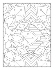 Naklejka premium Floral Mandala Coloring Pages, Coloring Page For Adults,