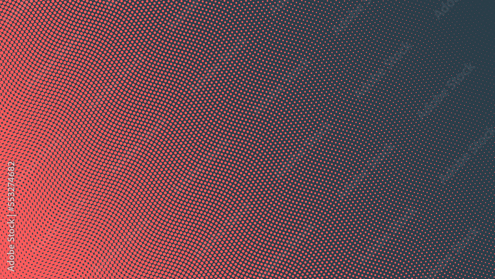 Poster pop art dots wavy halftone gradient vector textured red dark blue abstract background. dot work stru