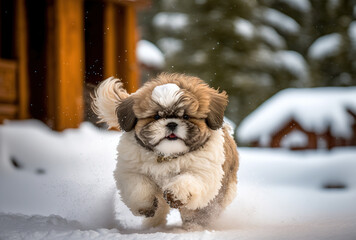 A Cute Fluffy Shih Tzu puppy, Generative AI