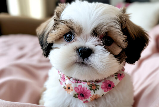 A Cute Fluffy Shih Tzu puppy, Generative AI