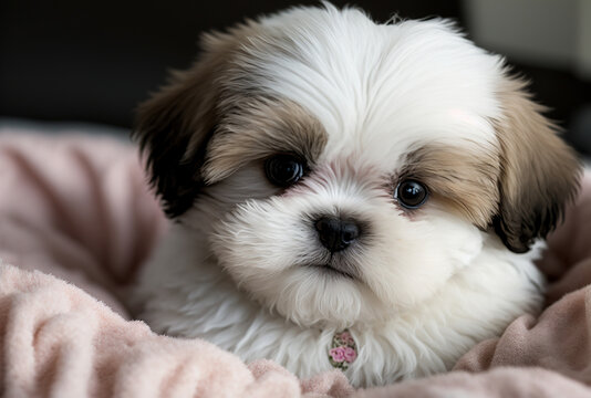 A Cute Fluffy Shih Tzu puppy, Generative AI