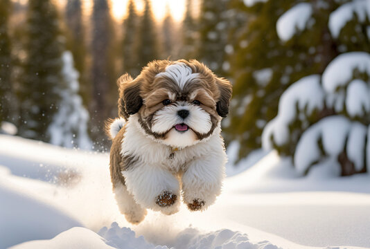 A Cute Fluffy Shih Tzu puppy, Generative AI