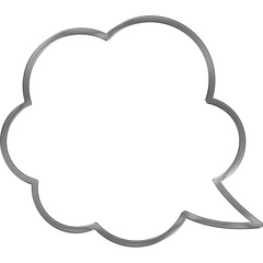 Silver Metal Speech Bubble Cloud Illustration