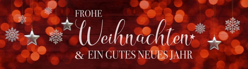 Frohe Weihnachten & gutes neues Jahr Ornamente Hintergrund Banner Grußkarte Panorama - Hängende...