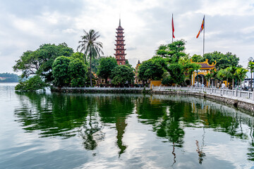 Vietnam, Hanoi, view at the Pagoda de Tran Quôc
