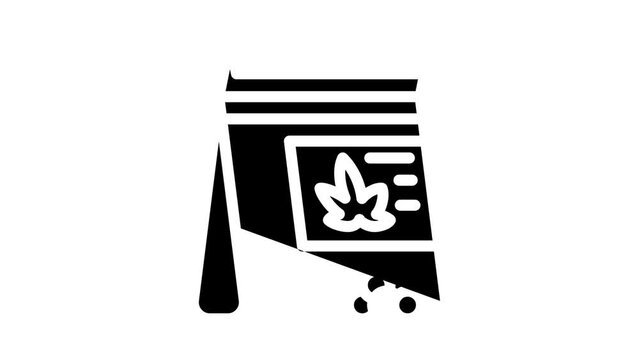 hemp seeds bag glyph icon animation