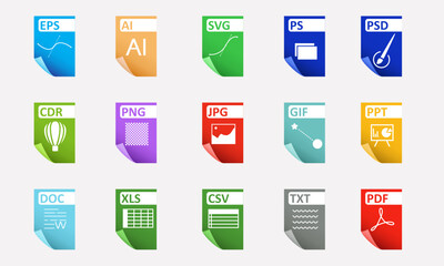 File Types icons object vector modern design
