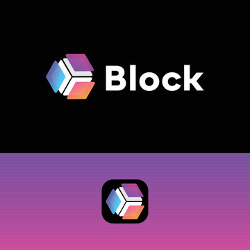 3d block vector logo