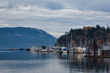 sailing boats in Cowichan Bay, Vancouver Island, North-America, Canada, British Colombia,