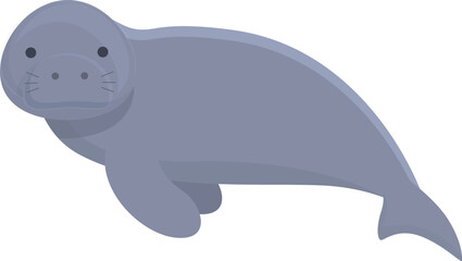 Nature dugong icon cartoon vector. Sea manatee. Wildlife marine