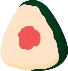 Umeboshi onigiri. Japanese fast food - rice filled with japanese plum in triangle form in nori seaweed