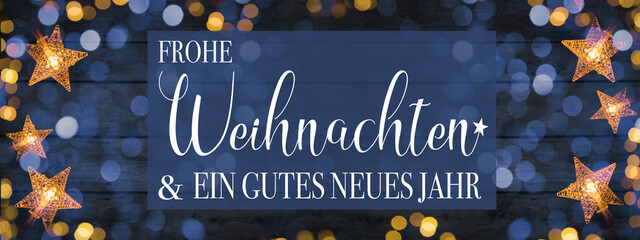 Frohe Weihnachten & gutes neues Jahr Hintergrund Banner Grußkarte - Rahmen aus goldener Stern...
