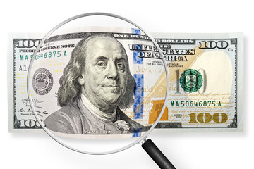 One hundred dollars notes on a transparent background. PNG file