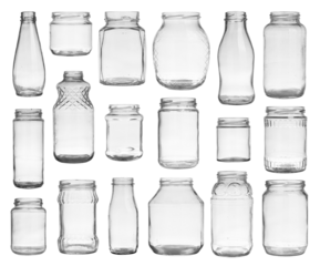 Collection of empty jars isolated