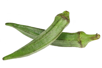 okra fruits isolated on white background