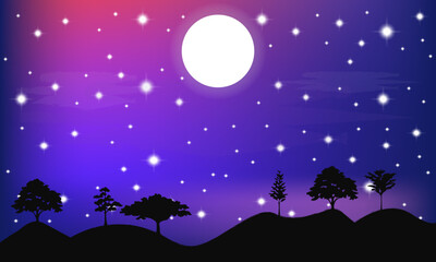 Obraz na płótnie Canvas Abstract Night starry sky, blue shining space. Abstract background with moon and stars. Vector illustration for banners, brochures, and web design
