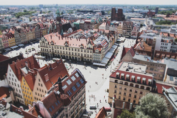 Fototapeta na wymiar Panorama of the Central square in Wroclaw