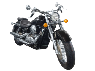 power black motorcycle front view transparent