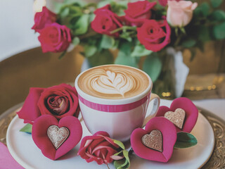 cup of coffee with rose