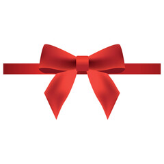 Red Ribbon Bow Isolated on White Background