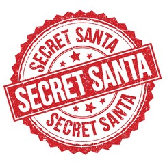 SECRET SANTA text on red round stamp sign