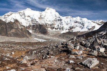 hungchhi peak and Chumbu peak above Ngozumba glacier